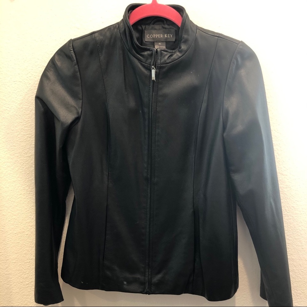 Copper Key Black Leather Jacket